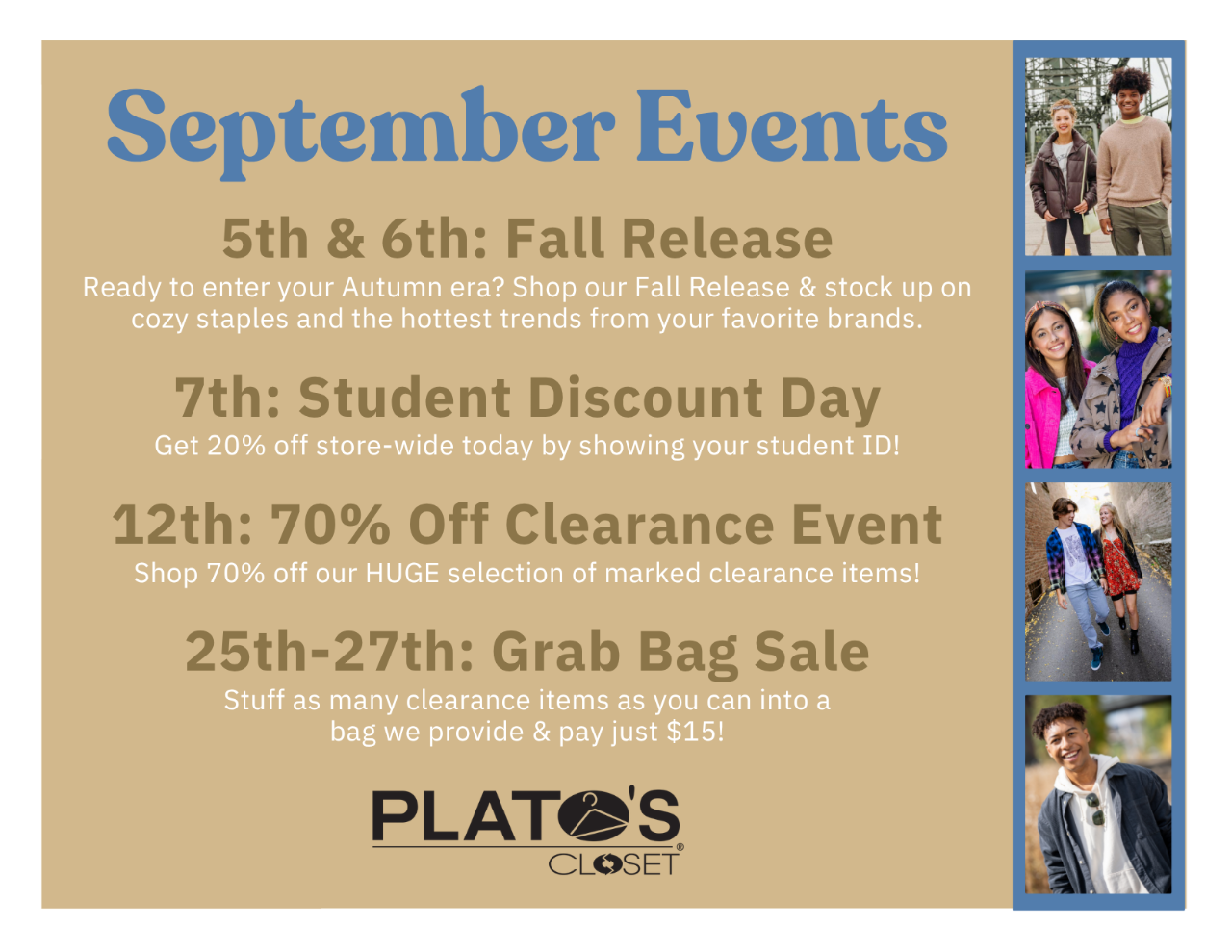 Don't miss out on our limited time events this September